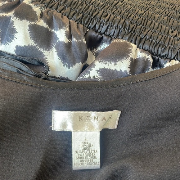 Kenar - oversized black & white 100% silk top - size L - Picture 3 of 4